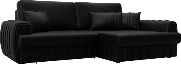 Изображение товара Диван угловой Лига Диванов Лига-057 НПБ правый / 130034 (экокожа Grifon 18 черный)