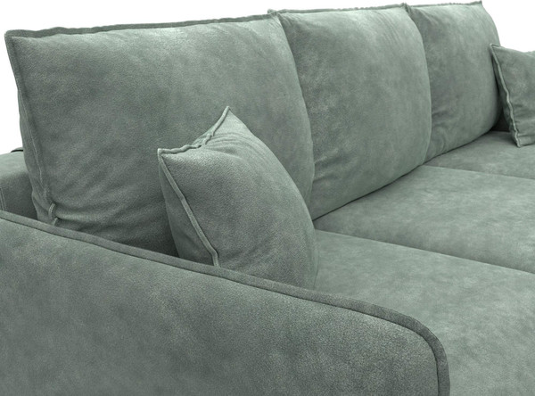 Изображение товара Диван угловой Лига Диванов Лига-064 НПБ универсальный / 129642 (велюр Brut 08 зеленый)