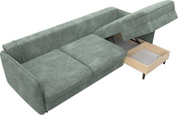 Изображение товара Диван угловой Лига Диванов Лига-064 НПБ универсальный / 129642 (велюр Brut 08 зеленый)