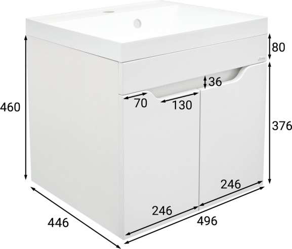 Изображение товара Тумба под умывальник Doratiz Аква смайл 50 / 9911.198