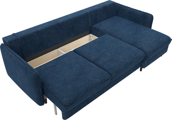 Изображение товара Диван угловой Лига Диванов Лига-064 НПБ универсальный / 129643 (велюр Brut 11 синий)