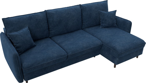 Изображение товара Диван угловой Лига Диванов Лига-064 НПБ универсальный / 129643 (велюр Brut 11 синий)