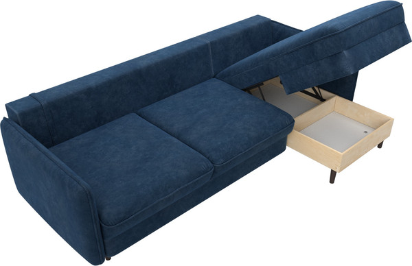 Изображение товара Диван угловой Лига Диванов Лига-064 НПБ универсальный / 129643 (велюр Brut 11 синий)