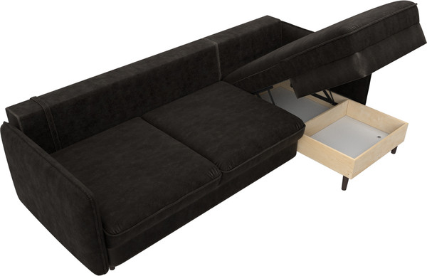 Изображение товара Диван угловой Лига Диванов Лига-064 НПБ универсальный / 129644 (велюр Brut 17 коричневый)