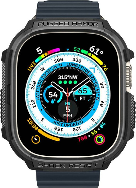 Изображение товара Защитный чехол для умных часов Spigen Rugged Armor для Apple Watch Ultra 1/2 / ACS05456 (матовый черный)