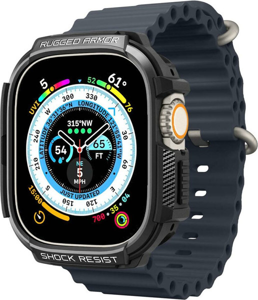 Изображение товара Защитный чехол для умных часов Spigen Rugged Armor для Apple Watch Ultra 1/2 / ACS05456 (матовый черный)