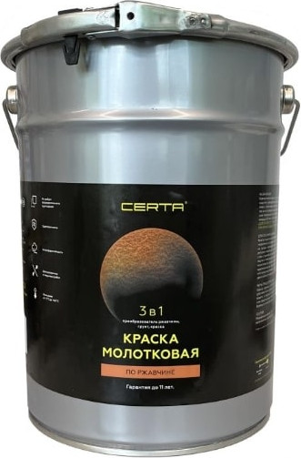 Изображение товара Краска Certa Молотковая 3в1 (10кг, черный)