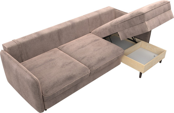 Изображение товара Диван угловой Лига Диванов Лига-064 НПБ универсальный / 129627 (велюр Tower 05 бежевый)