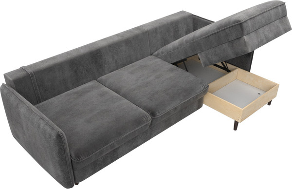 Изображение товара Диван угловой Лига Диванов Лига-064 НПБ универсальный / 129629 (велюр Tower 10 серый)