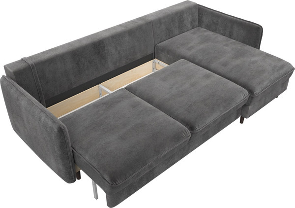 Изображение товара Диван угловой Лига Диванов Лига-064 НПБ универсальный / 129629 (велюр Tower 10 серый)