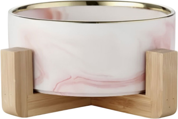 Изображение товара Миска для животных Red Bow HS-CB18 (400мл, розовый мрамор/золото)