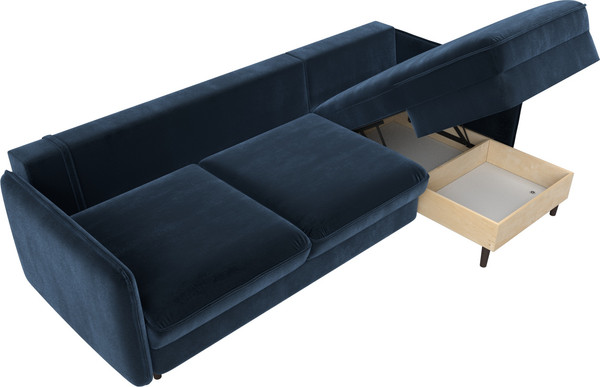 Изображение товара Диван угловой Лига Диванов Лига-064 НПБ универсальный / 129628 (велюр Tower 13 синий)