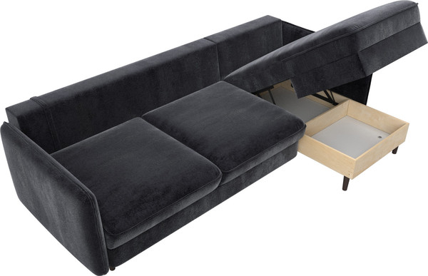 Изображение товара Диван угловой Лига Диванов Лига-064 НПБ универсальный / 129630 (велюр Tower 11 темно-серый)