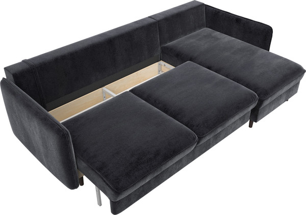 Изображение товара Диван угловой Лига Диванов Лига-064 НПБ универсальный / 129630 (велюр Tower 11 темно-серый)