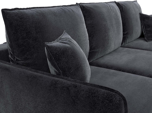 Изображение товара Диван угловой Лига Диванов Лига-064 НПБ универсальный / 129630 (велюр Tower 11 темно-серый)