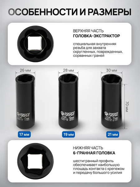Изображение товара Набор головок слесарных Forsage F-4267 / 65879