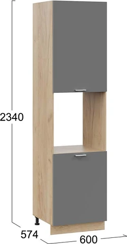 Изображение товара Шкаф-пенал кухонный ТриЯ Габриэлла 1ПВ6 с двумя дверями (дуб крафт золотой/титан)