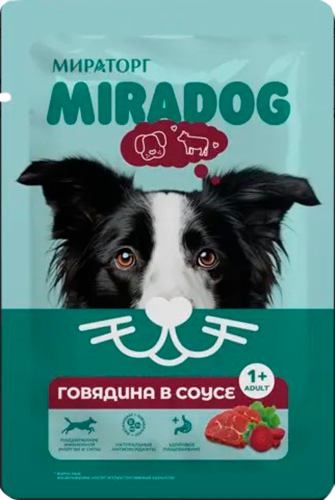 Изображение товара Влажный корм для собак Мираторг Для взрослых собак всех пород с говядиной (75г)