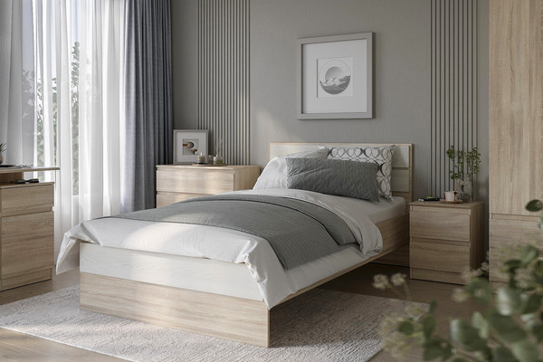 Изображение товара Полуторная кровать Евва Венеция BH-1200 (дуб сонома/ясень снежный)