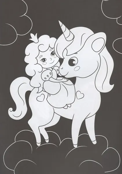 Изображение товара Раскраска Проф-Пресс В одной черной-черной раскраске. Про единорогов