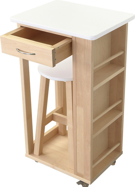 Изображение товара Тумба Мебелик с табуретом (белый/лак)