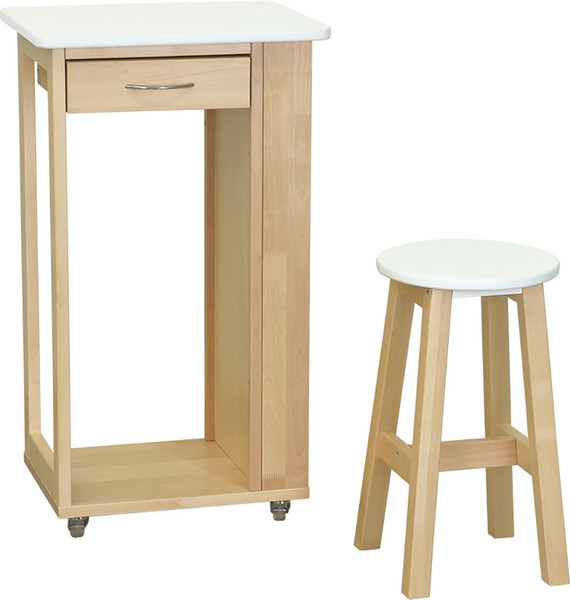 Изображение товара Тумба Мебелик с табуретом (белый/лак)