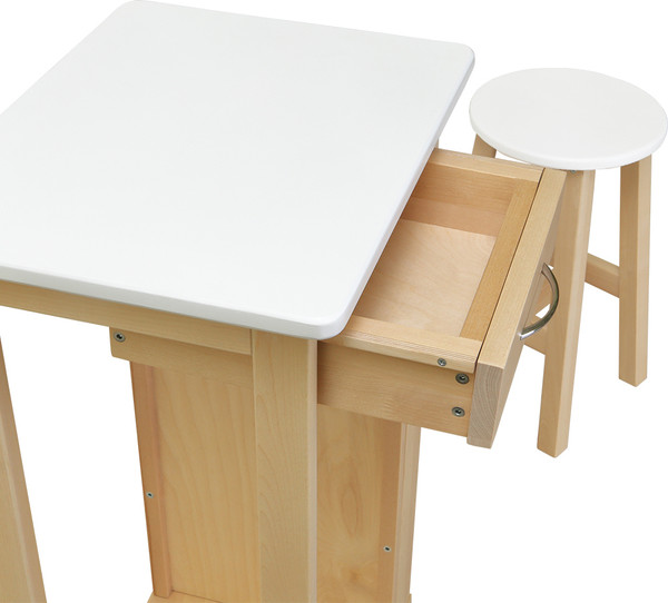 Изображение товара Тумба Мебелик с табуретом (белый/лак)