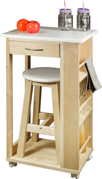 Изображение товара Тумба Мебелик с табуретом (белый/лак)