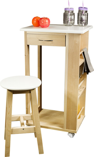 Изображение товара Тумба Мебелик с табуретом (белый/лак)