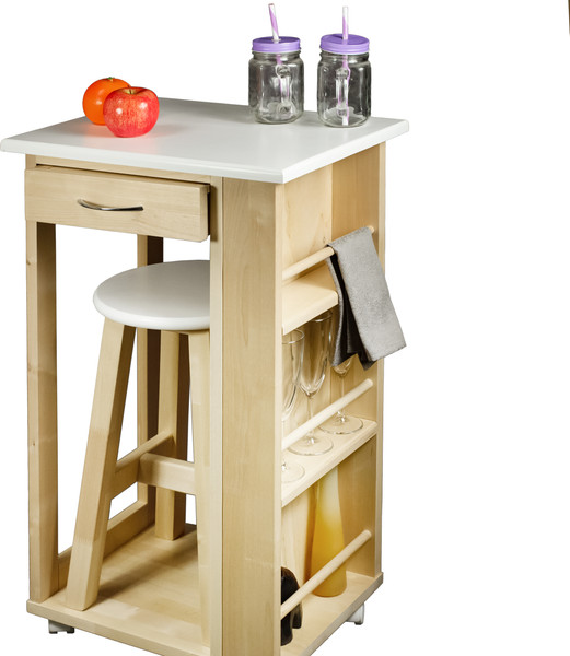 Изображение товара Тумба Мебелик с табуретом (белый/лак)