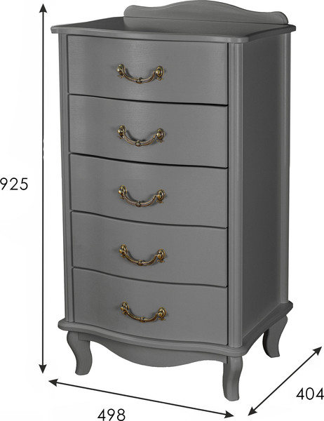 Изображение товара Комод Мебелик Джульетта узкий 5 ящиков (серый ясень)