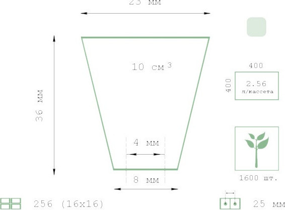 Изображение товара Набор кассет для рассады GreenTerra 1мм / 256 (10шт)
