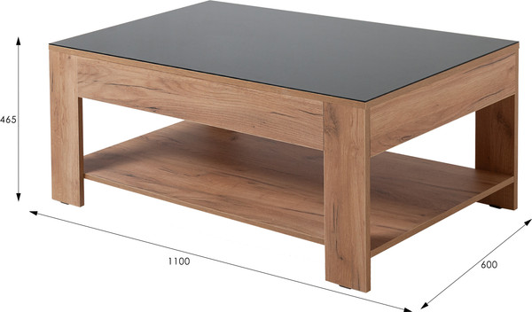 Изображение товара Журнальный столик Мебелик BeautyStyle 26 (дуб крафт золотой/стекло черное)