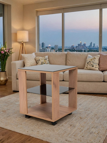 Изображение товара Журнальный столик Мебелик BeautyStyle 6 (дуб крафт золотой/стекло черное)