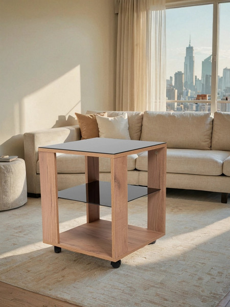 Изображение товара Журнальный столик Мебелик BeautyStyle 6 (дуб крафт золотой/стекло черное)