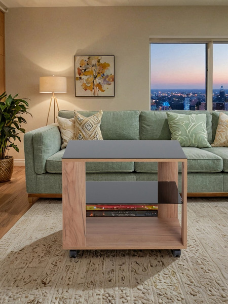 Изображение товара Журнальный столик Мебелик BeautyStyle 5 (дуб крафт золотой/стекло черное)