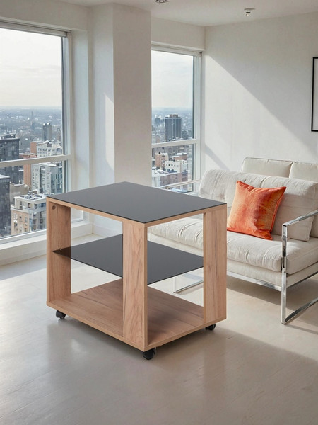 Изображение товара Журнальный столик Мебелик BeautyStyle 5 (дуб крафт золотой/стекло черное)