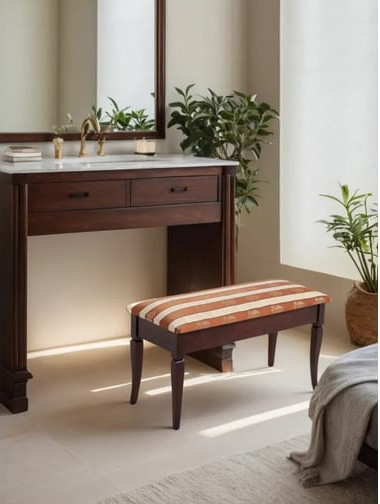 Изображение товара Банкетка Мебелик Вивальди М с ящиком (средне-коричневый/полоса коричневая)