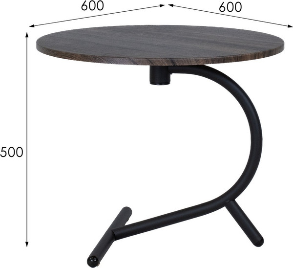 Изображение товара Журнальный столик Мебелик Дуэт 14 (дуб маррон/черный)