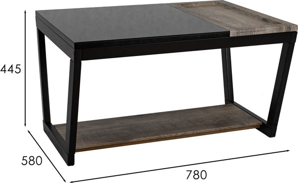 Изображение товара Журнальный столик Мебелик BeautyStyle 31 (дуб шоле графит/венге/стекло черное)