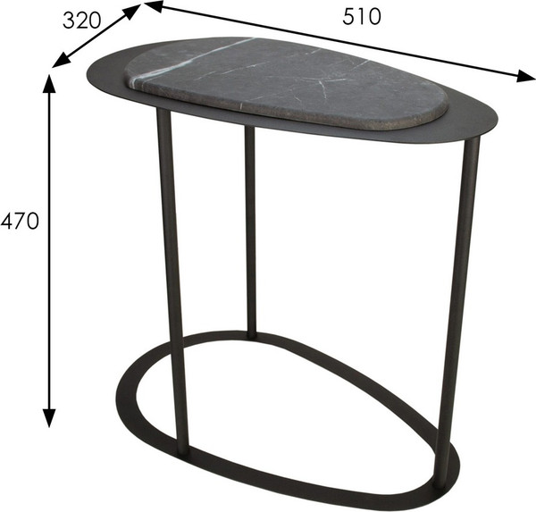 Изображение товара Журнальный столик Мебелик МеталлАрт М024 (черный мрамор/черный)