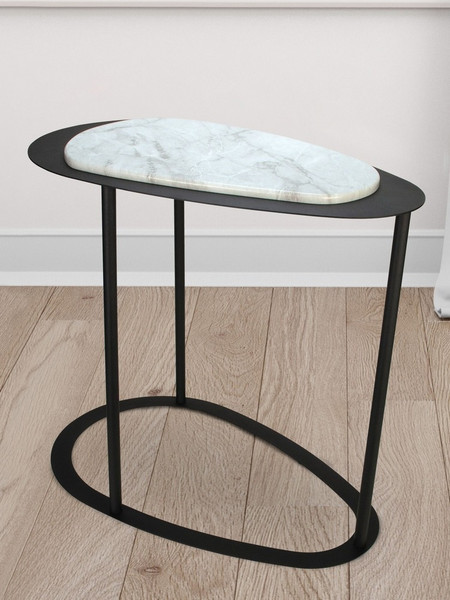 Изображение товара Журнальный столик Мебелик МеталлАрт М024 (белый мрамор/черный)