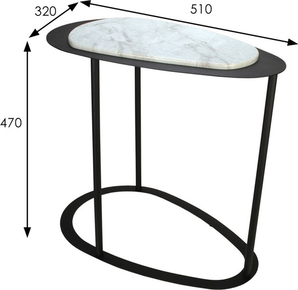 Изображение товара Журнальный столик Мебелик МеталлАрт М024 (белый мрамор/черный)