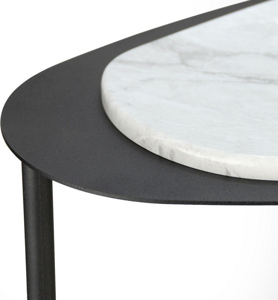 Изображение товара Журнальный столик Мебелик МеталлАрт М024 (белый мрамор/черный)