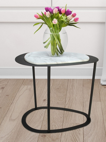 Изображение товара Журнальный столик Мебелик МеталлАрт М024 (белый мрамор/черный)
