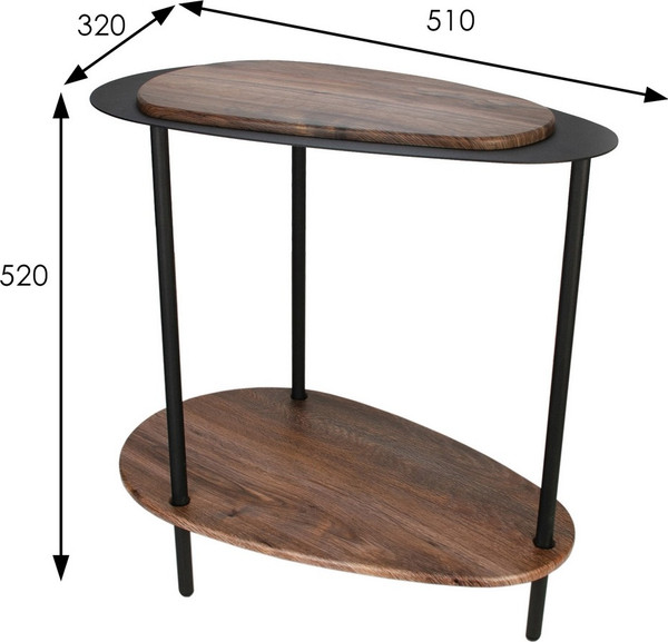 Изображение товара Журнальный столик Мебелик МеталлАрт М036 (коричневый дуб/черный)