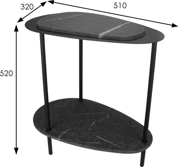 Изображение товара Журнальный столик Мебелик МеталлАрт М036 (черный мрамор/черный)