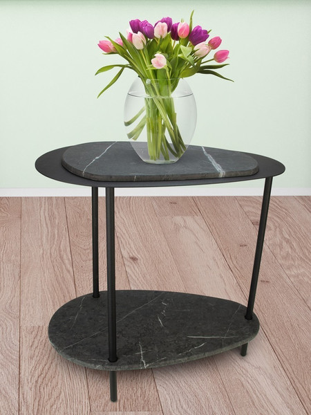 Изображение товара Журнальный столик Мебелик МеталлАрт М036 (черный мрамор/черный)