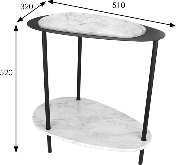 Изображение товара Журнальный столик Мебелик МеталлАрт М036 (белый мрамор/черный)