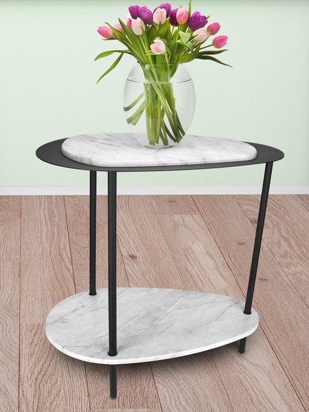 Изображение товара Журнальный столик Мебелик МеталлАрт М036 (белый мрамор/черный)